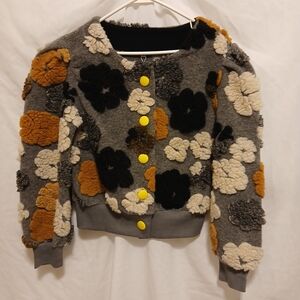Houlengs Chic Floral Button-Up Cardigan Sweater Womens Sz M
